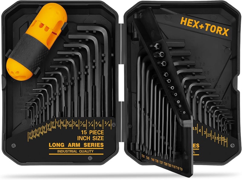 ELEAD Hex Key Allen Wrench Set: 41-Piece Hex and Torx Key Set with Torque Handle, Standard SAE(0.028"-3/8") & Metric(0.7mm-10mm) & Torx(T9-T50) in Storage Case, Heat Treated Chrome Vanadium Steel - Image 1